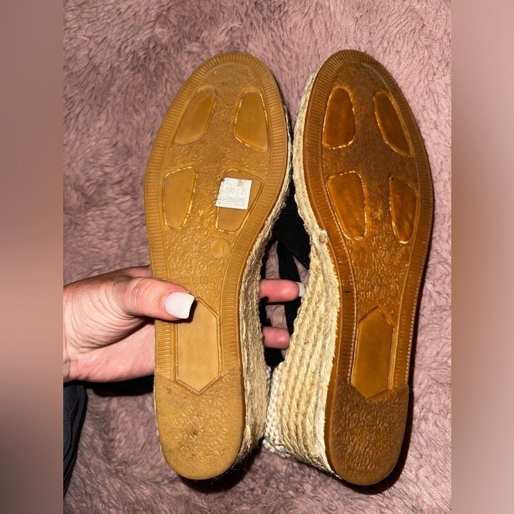 L.K. Bennett London women’s black espadrille wedge sandal 41 summer boho - Picture 7 of 9
